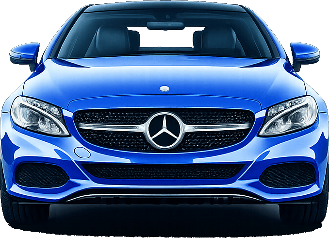 Mėlynas sedanas pagrindiniame puslapio hero vaizde